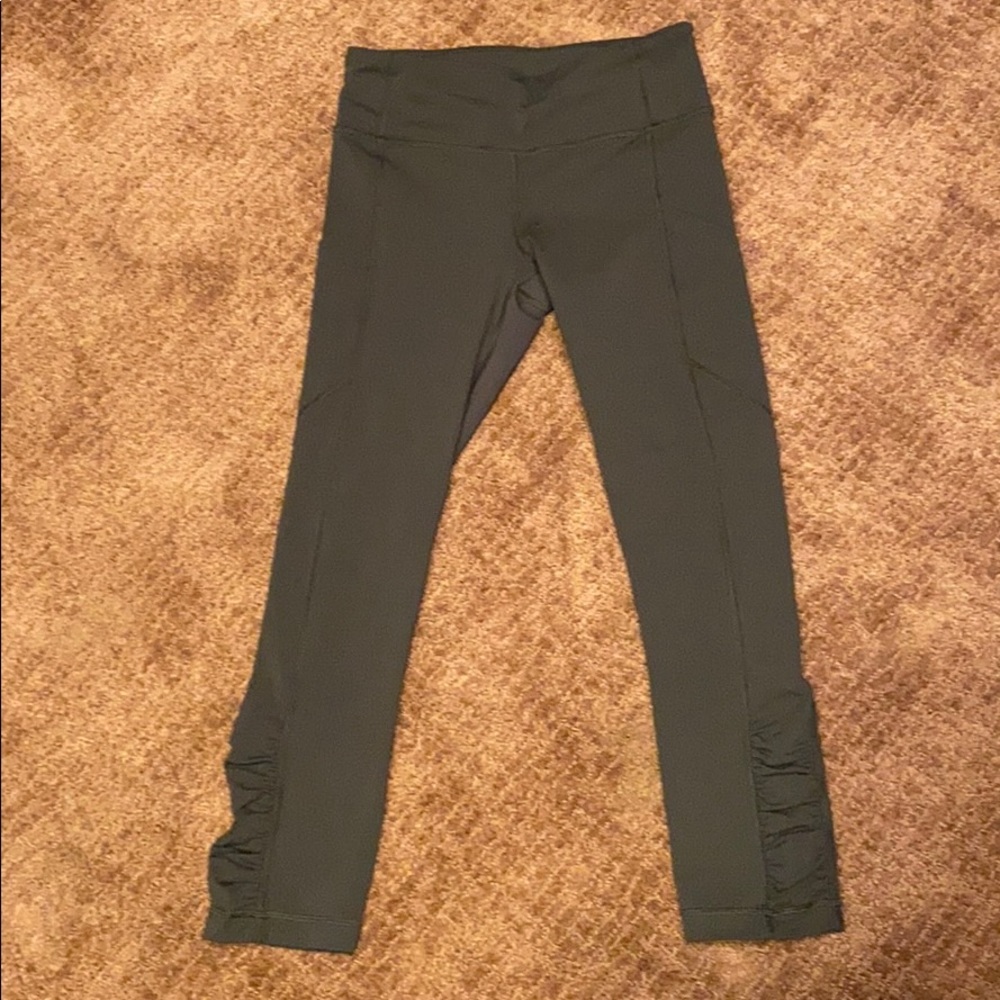 Army green Lululemon crops
